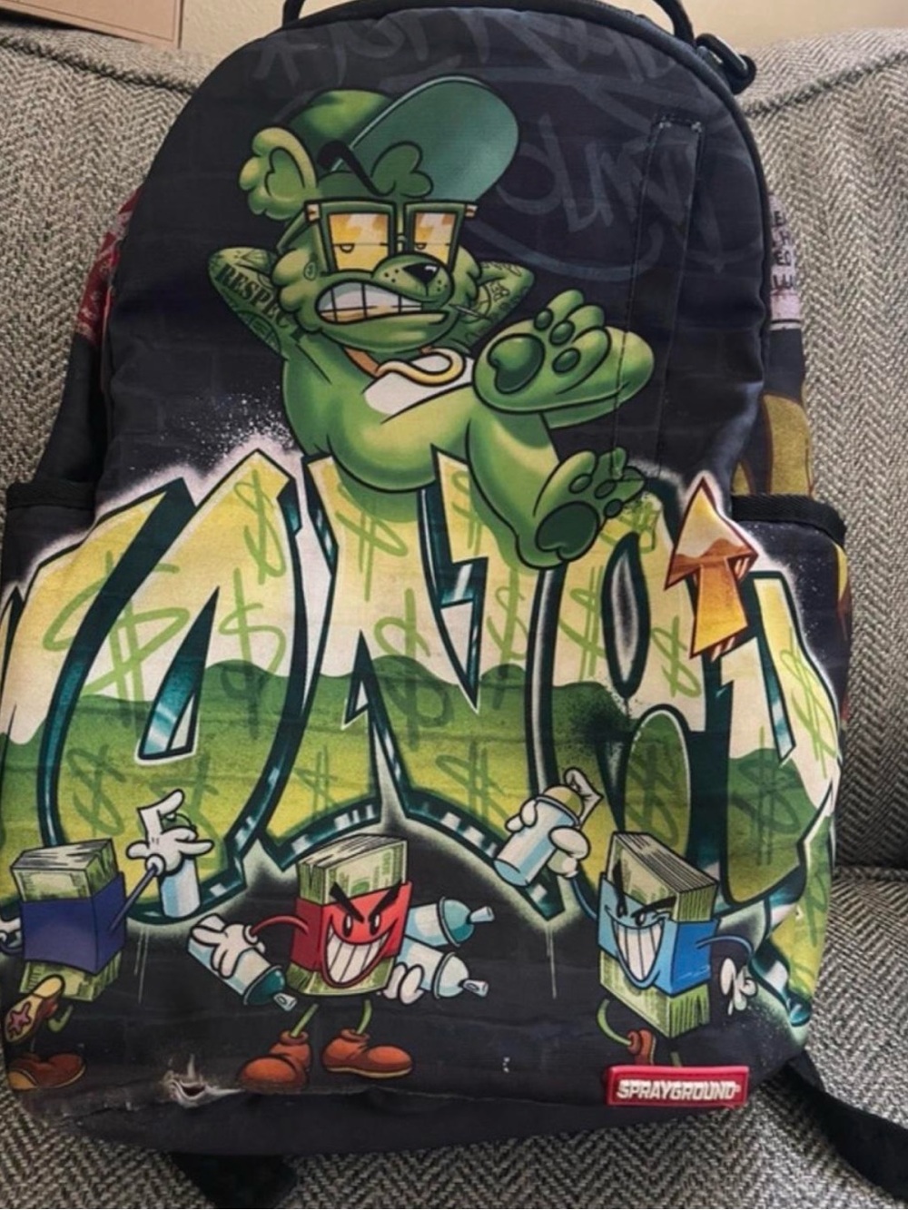 Sprayground Black & Green Graphic Backpack Jacket